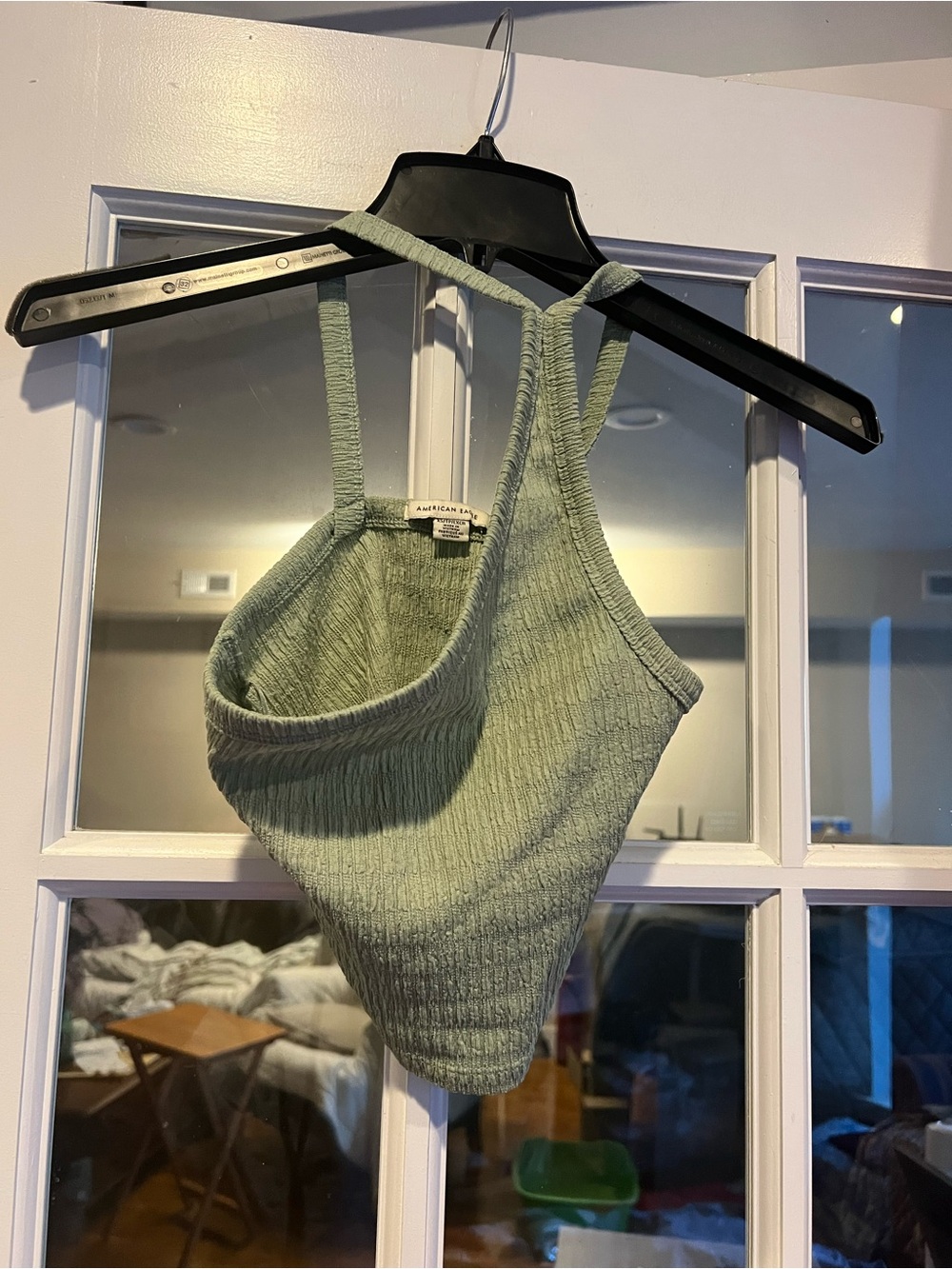 American Eagle Outfitters Ribbed Halter Bandeau in Sage